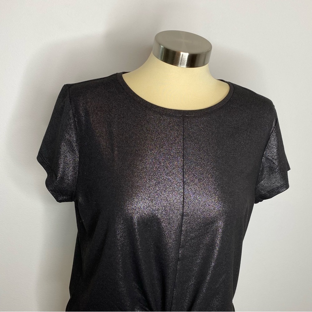 GapFit Black Shimmer Knot Front Top - Picture 2 of 9